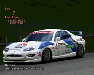 A Mitsubishi FTO GPX '94 with Racing Modifications applied. The livery is very similar to that of the Mitsubishi Lancer Evolution IV Rally Car '97.