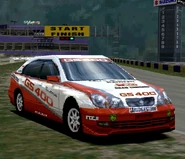 A Lexus GS 400 with racing modifications applied.