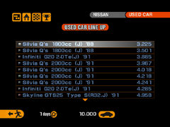 The Nissan used car line-up in GT2 (first cycle shown)