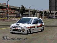 A Subaru Vivio RX-RA '97 with racing modifications applied.