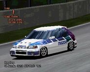 A Mazda 323 GT-R '92 with racing modifications applied. It literally becomes the Mazda Familia Rally Car.