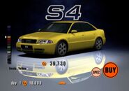 The Audi S4 '98 as it appears in Gran Turismo 3 A-Spec. in this game, this car originally had a black license llate with white text.