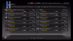A list of car choices in Online Collectors Dealership