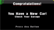 A message indicating a prize car in Gran Turismo 1.