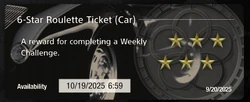 A 6-Star Roulette Ticket (Car), note of the Porsche Spyder's inclusion on the ticket.