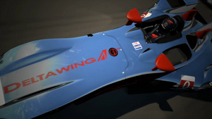 The 2013 DeltaWing as it appears in the same scene in the game's opening movie in version 1.01 onwards.