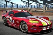 The Viper GTS-R used by Team Oreca in the 2000 12 Hours of Sebring. This car is available only in the NTSC version of the game in Gran Turismo 3: A-Spec and Gran Turismo 4, but starting from Gran Turismo PSP, the car becomes available in every version of the game, regardless of the game region, with a slighty different name, in order to avoid confusion with its PAL/NTSC-J counterpart.