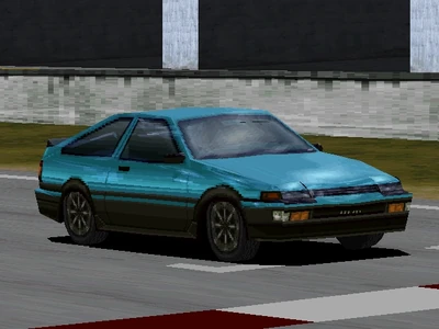 The Cyan special color of the Toyota SPRINTER TRUENO GT-APEX (AE86) '85 as it appears in the original Gran Turismo.