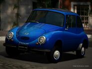 The special colored version of the Subaru 360 '58 as it appears in Gran Turismo 4.