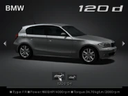 The BMW 120d '04 as it appears in Gran Turismo 4: BMW 1 Series Virtual Drive. Note of the German plate MNJ 4153, as used in BMW's promotional pictures for the car.