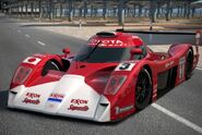 The #3 variant of the Toyota GT-ONE Race Car (TS020) '99 as it appears in the NTSC version of Gran Turismo 4. Notice the Exxon Superflo logos being used instead of Esso Ultron.