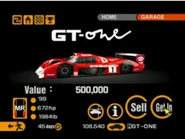 GT-One in Garage of Gran Turismo 2.