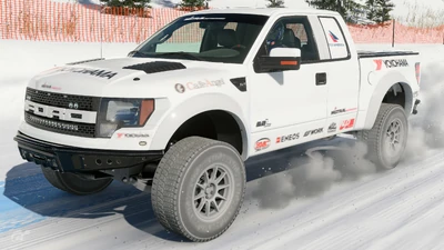 A. Brooks/I. Fraga's livery in the Pick-up Truck Race event at Lake Louise Tri-Oval Reverse.