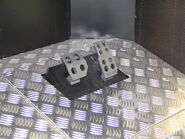 Pedals of the Subaru Driving Simulator rig.