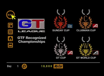 Gran Turismo League's menu.