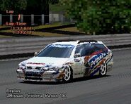 A Nissan Primera Wagon '98 with racing modifications applied. Like its Sedan equivalent, it has a livery based on the Nissan Primera that took part in the 1998 BTCC season, but without the Vodafone Logos.