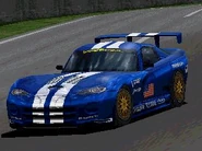 A Dodge Viper GTS '96 with racing modifications applied. With the Blue color scheme, the car appears to resemble the #64, driven by Jari Nurminen, Hans Hugenholtz, and Chris Gleason, who finished the 1997 24 Hours of Le Mans in 6th place in the GT2 class (and 15th place overall).
