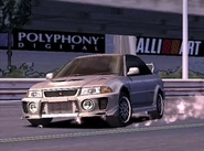 250px-GranTurismo2000lancer.png (86 KB) Screenshot 1 of a replay, showing the early graphic design
