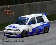 A Mazda DEMIO A-Spec '97 with racing modifications applied.