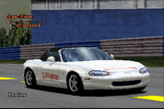 The Mazda Roadster 1.8 RS (NB) '98 with D-Rights branding, as used in Gran Turismo 2's IC-1 test.
