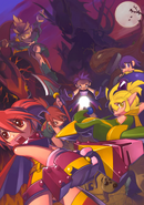 Arte Promocional de Grand Chase no Servidor Norte Americano com um Troll no Fundo