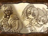 Early concept art of Elscud, Elesis, and Elsword.