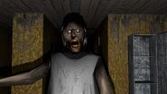 Granny hitting the player in the Kitchen