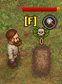 The graveyard keeper digs up a corpse