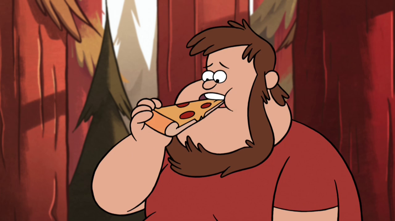 fat guy eating pizza cartoon