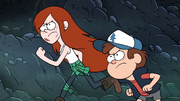 Dipper und Wendy attackieren das Monster