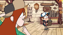 S1e5 dipper holding clipboard