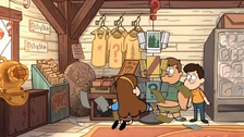 S1e13 mabel fixing postcard rack