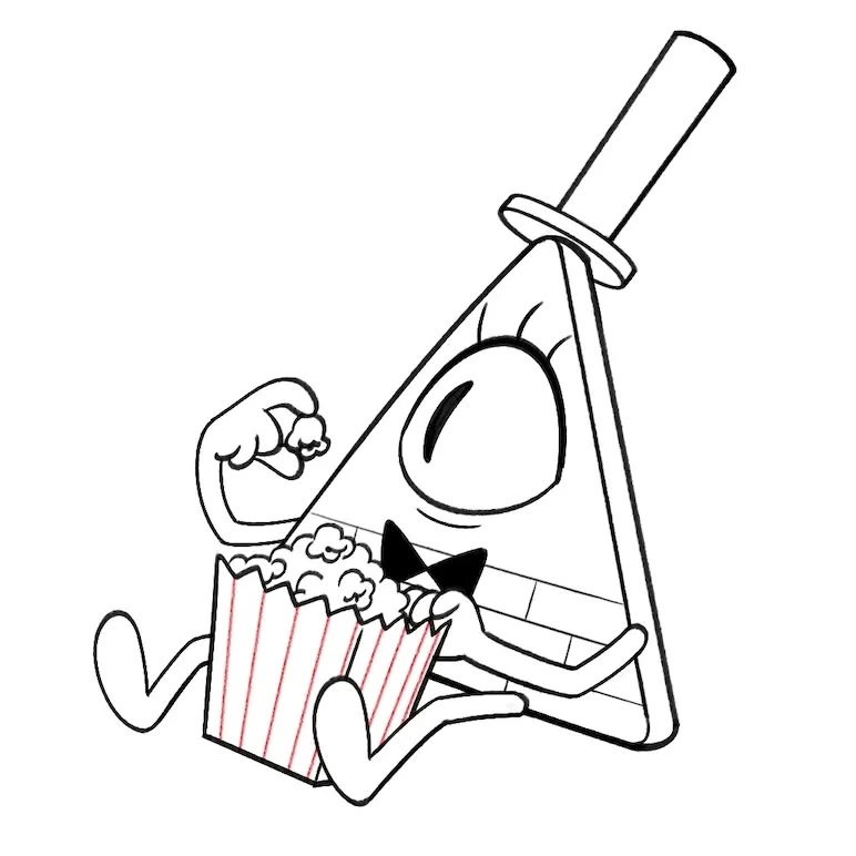 Bill Cipher eating popcorn by Danny Hynes