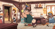 Soos golpea a Dipper con una escoba