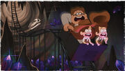 Dipper Mabel and Blendin on a mine cart