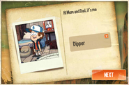 Selecting Dipper as playable character