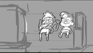 Cut storyboard of young Stan and Ford watching TV by Alonso Ramirez Ramos