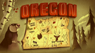 Corvallis is misspelled. Gravity Falls is shown in central Oregon.