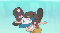 S1e2 beavers biting dipper