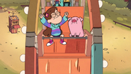 Waddles riding with Mabel on the ferris wheel.