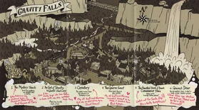 Mapa turístico de Gravity Falls (en inglés)