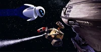 WALL-E using a fire extinguisher to move throughout space