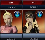 Kat's alternate costumes in the game.