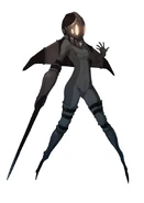 A masked Yunica as she appears in Gravity Rush 2