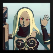 Kat waving at her camera.