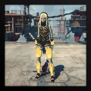 An in-game photo of Kat in Jupiter Style.