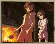 A young Vogo and Fi branding themselves with the Sun lion symbol.