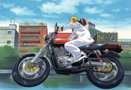 Onizuka riding his bike.