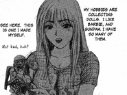 Tomoko and her doll x Zaku II, as seen in Great Tomoko Oppai.