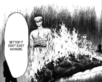 Eikichi burns the coat of Masaki Kyosuke